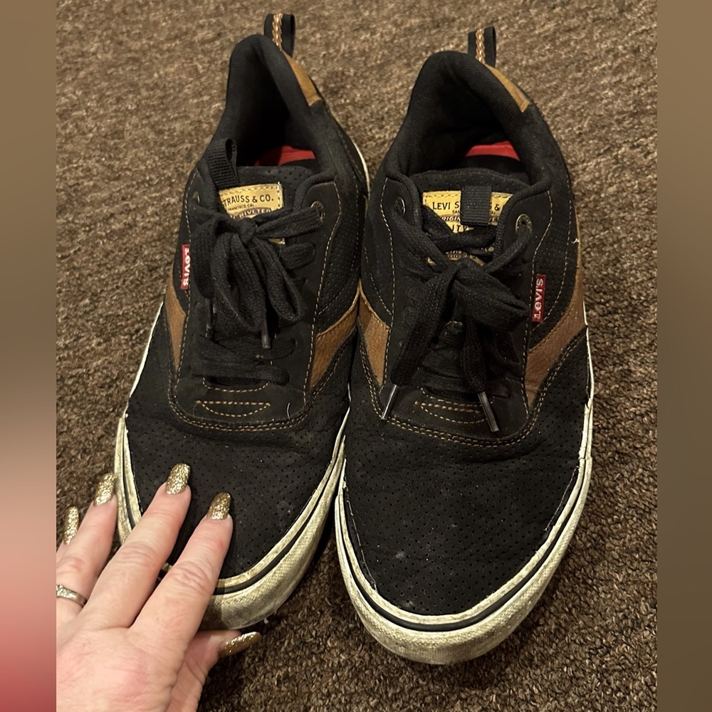 LEVI'S STRAUSS & CO AUTHENTIC MEN'S BLK LACE UP SNEAKERS SHOES 10.5